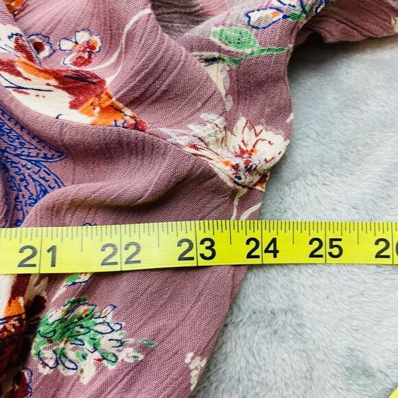 Romantic Gypsy Boho Blouse Womens 2X Purple Moody Floral Crocheted V Neck Flowy - Picture 7 of 9